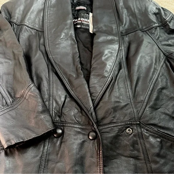 Wilsons Genuine Leather Black Thinsulate Full-Length Classic Trench Style Coat - Picture 12 of 17